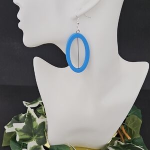 Vibrant Blue Statement Oval Earrings